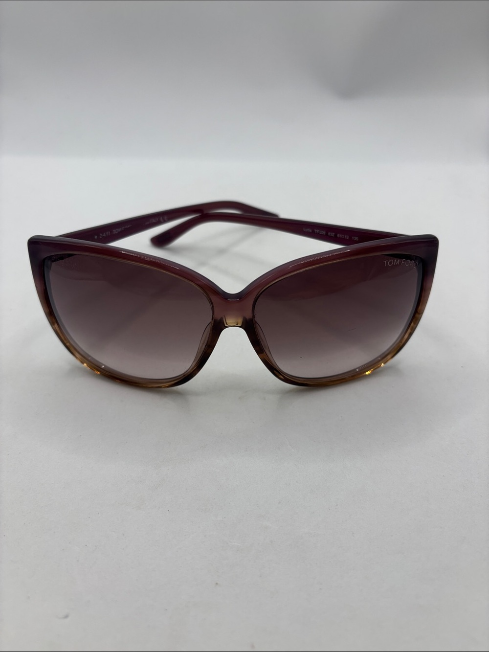 Tom Ford Lydia Sunglasses w/case Purple Frame Gradient Lens oversized retro styl